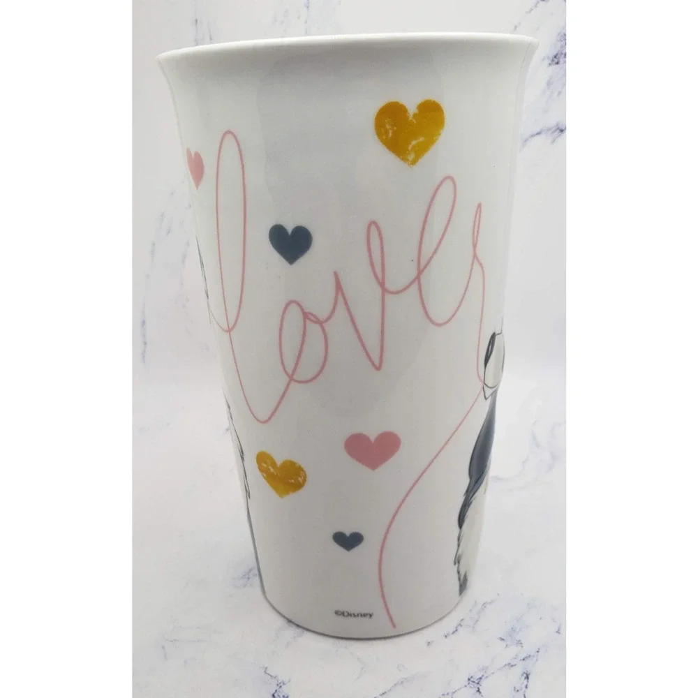 Lady and the Tramp White Love and Hearts Disney Tall 6 Inch Coffee Mug